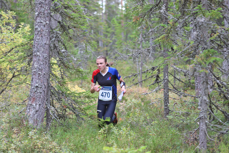 Freja Hjerne på väg mot sista kontrollen och seger i D18. Bild: Johan Trygg.